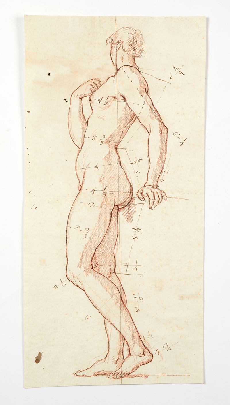 "Studio di nudo femminile".  - Matita su carta - Asta Antiquariato, Dipinti Antichi e Arti Decorative con una Selezione di Arti d'Oriente e d'Africa - Fidelis Auctions