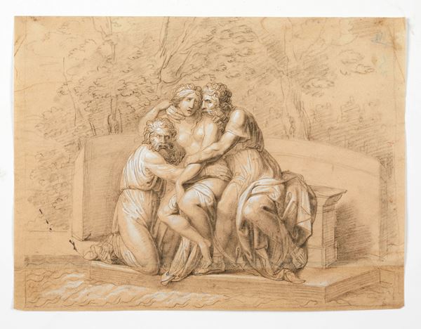 "Studio di un gruppo scultoreo su paesaggio"