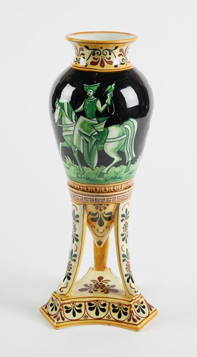 Vaso anfora in ceramica policroma