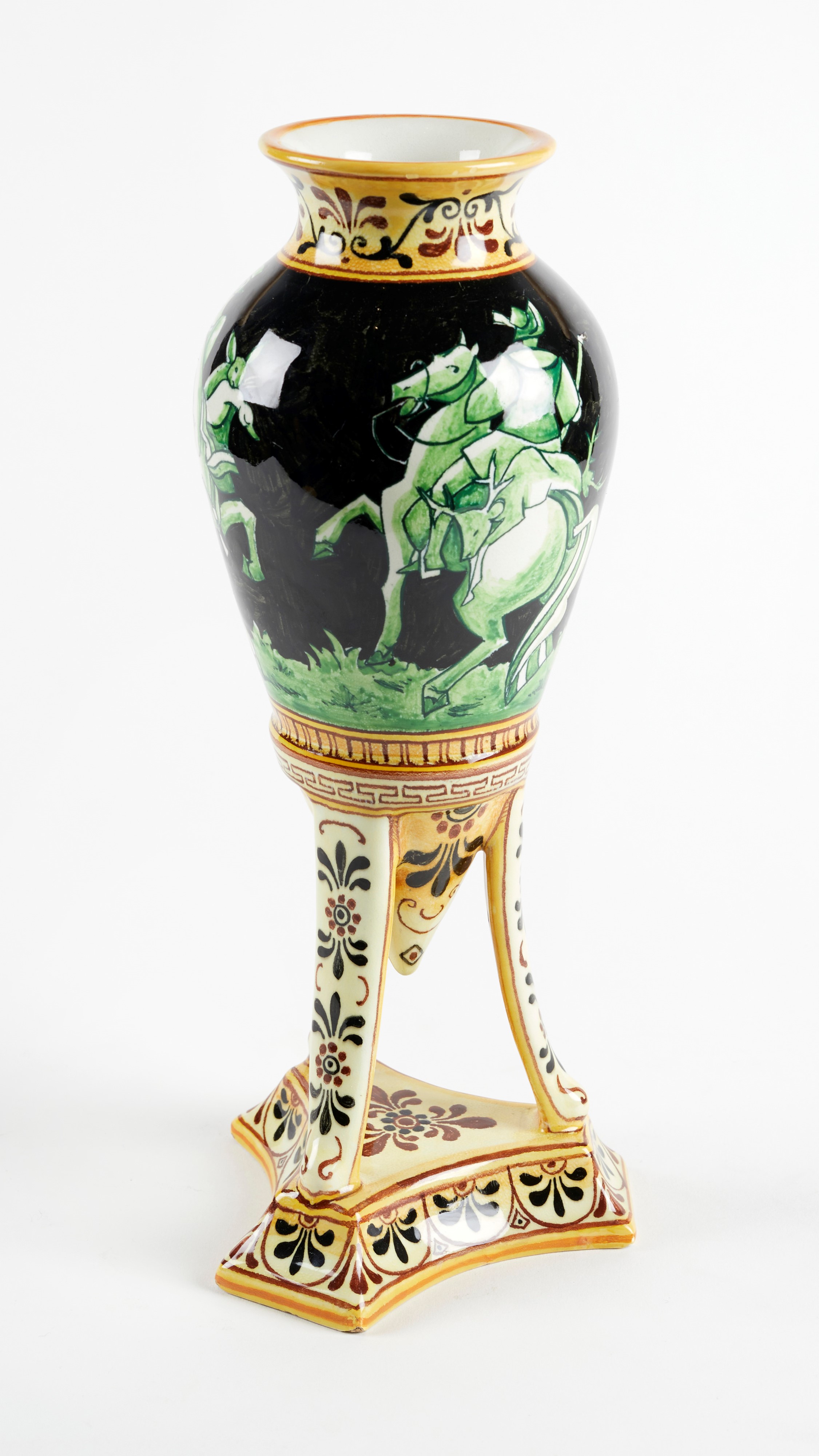 Angelo Minghetti - Vaso anfora in ceramica policroma