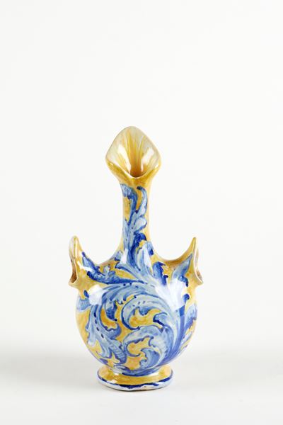 Vaso fioriera in ceramica policroma