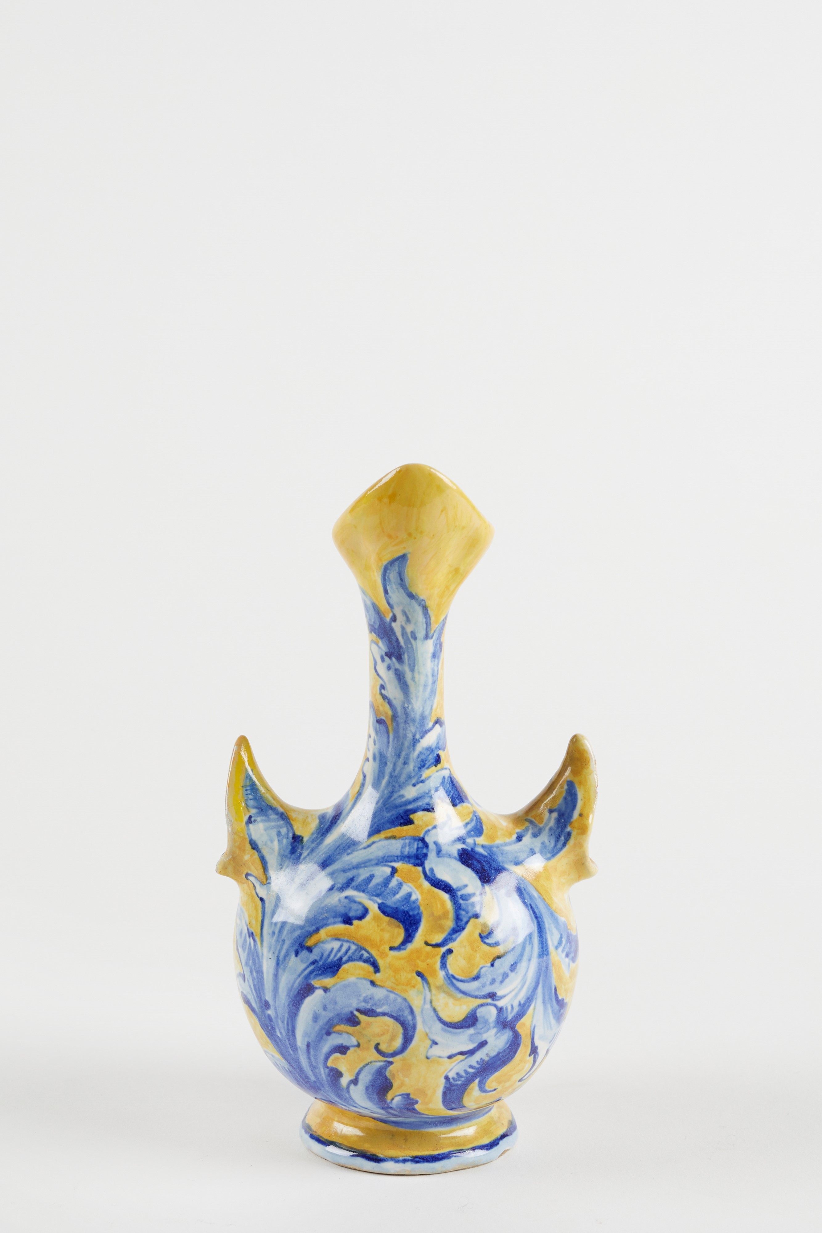 Angelo Minghetti - Vaso fioriera in ceramica policroma