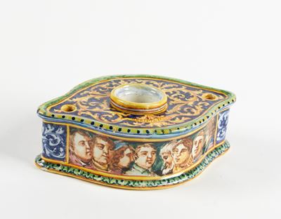 Calamaio in ceramica policroma