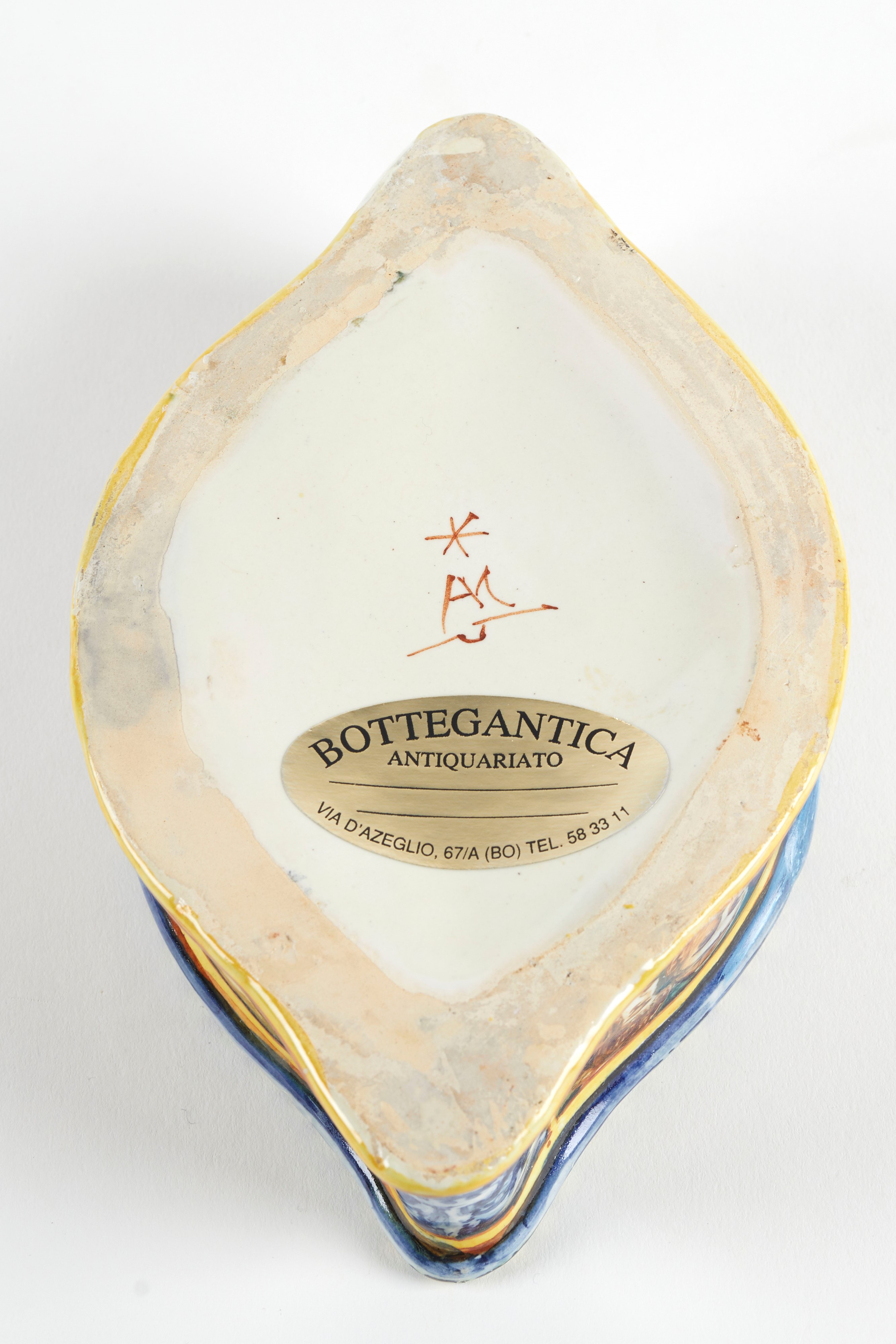 Angelo Minghetti - Calamaio in ceramica policroma