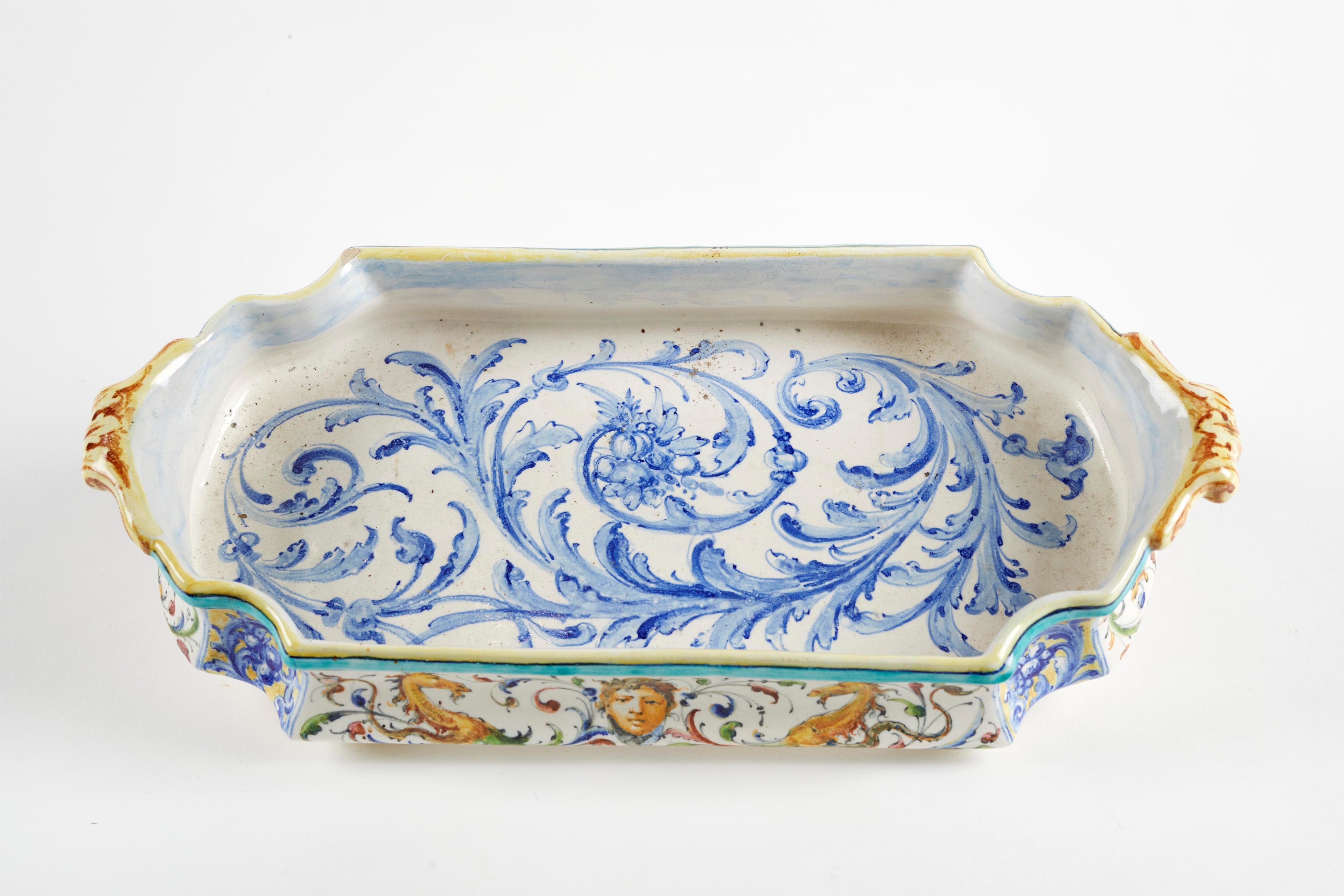 Angelo Minghetti - Vaschetta in maiolica policroma