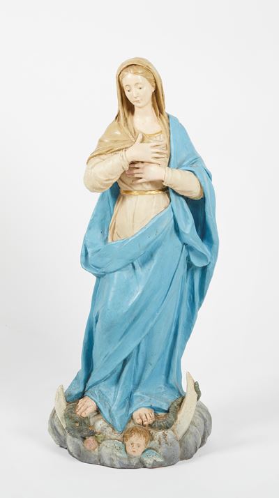 Madonna, scultura in terracotta policromata del XIX secolo