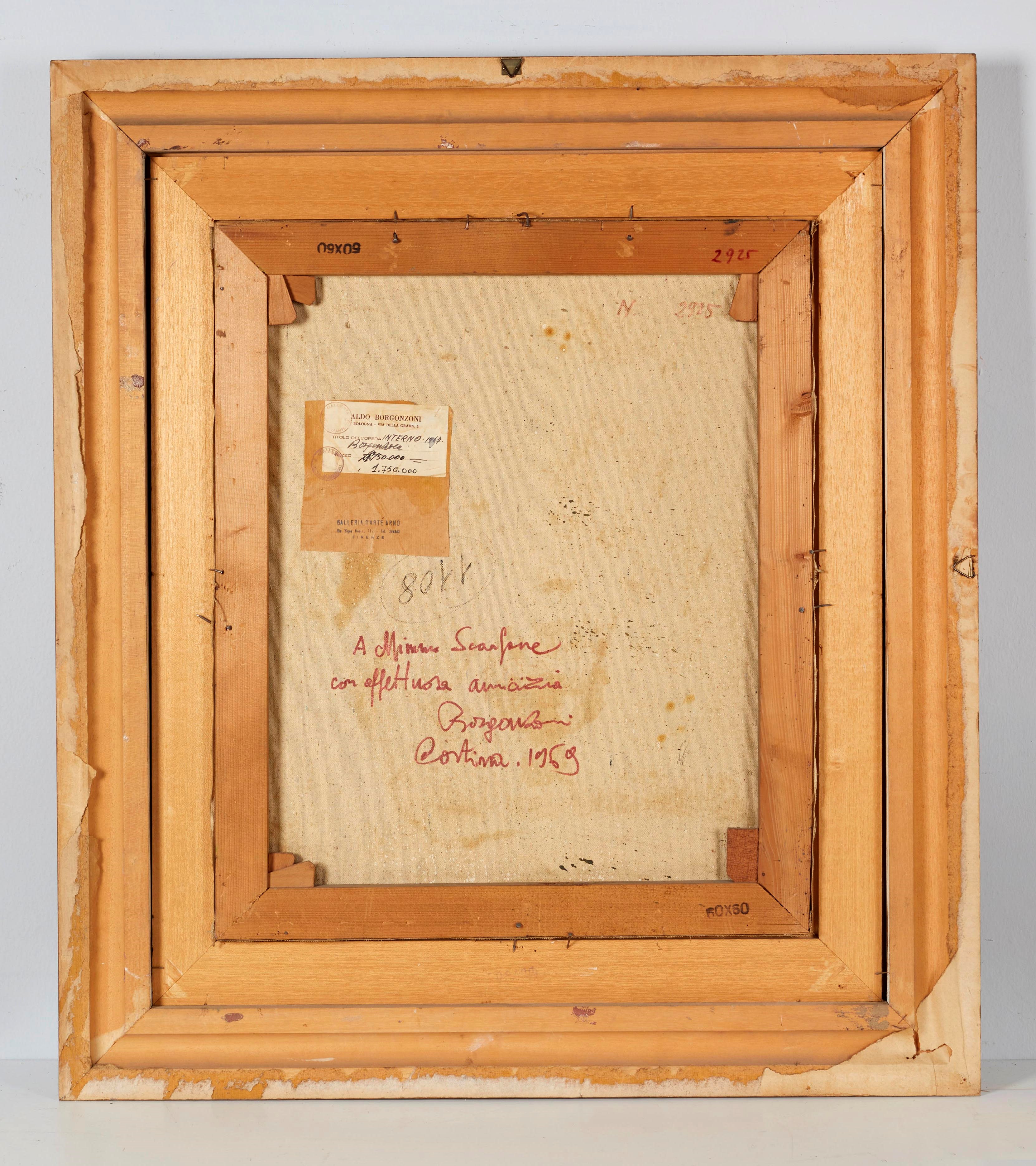 Aldo Borgonzoni - Interno, olio su tela (1967)