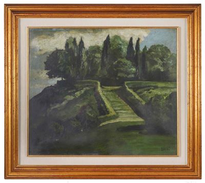 Paesaggio, olio su tavola