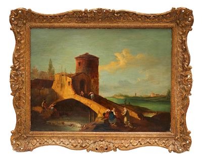 Passaggio sul ponte, olio su tela
