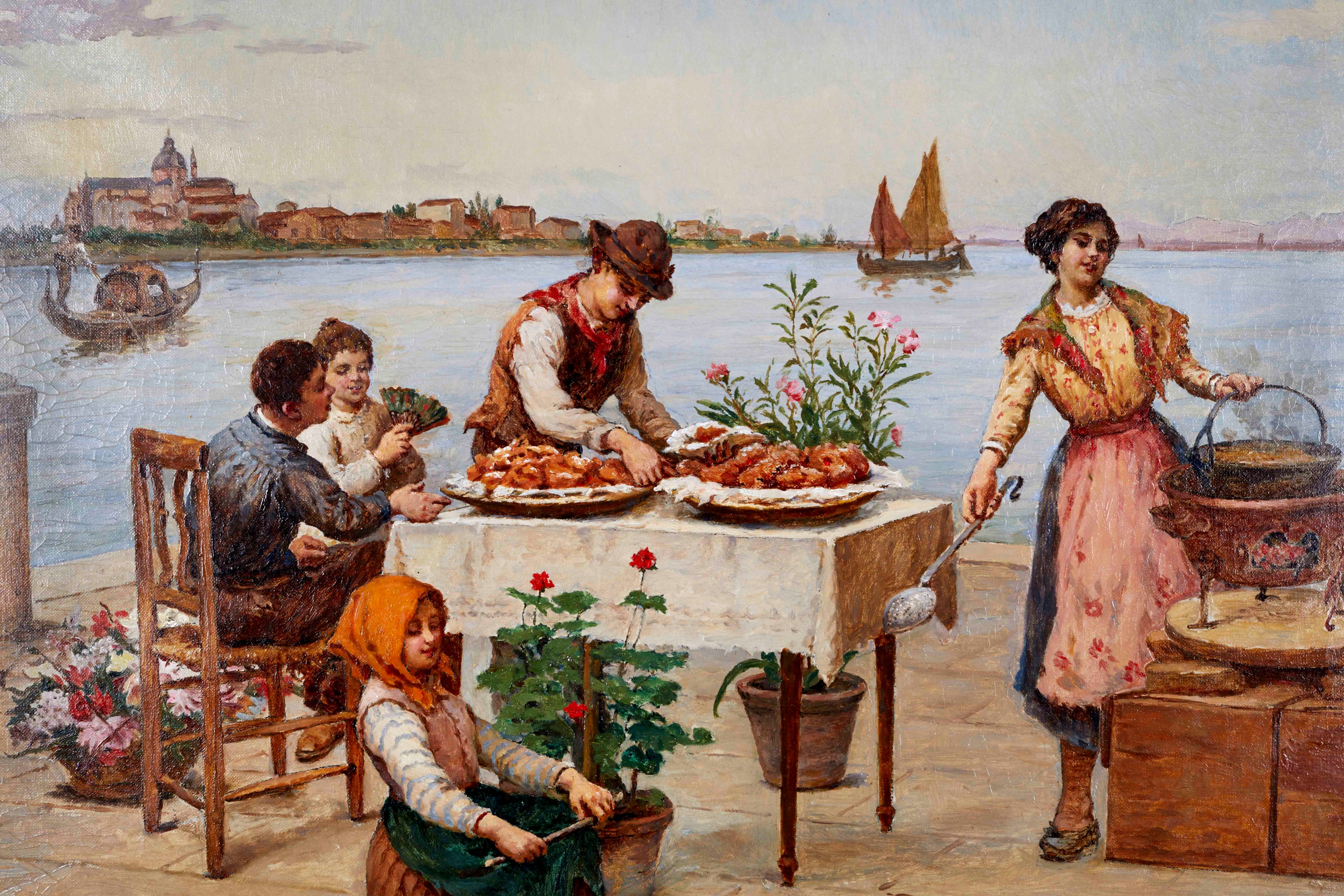 Antonio Ermolao Paoletti - I giovani venditori di frutta, olio su tela