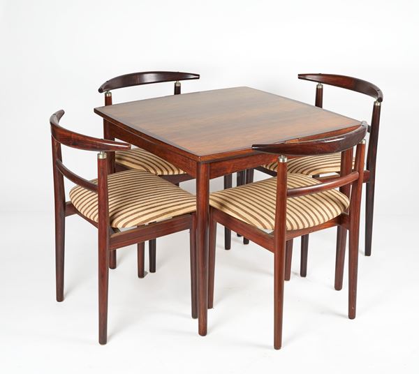 Sibast Helge,Børge Rammeskov - Tavolo da gioco con quattro sedie