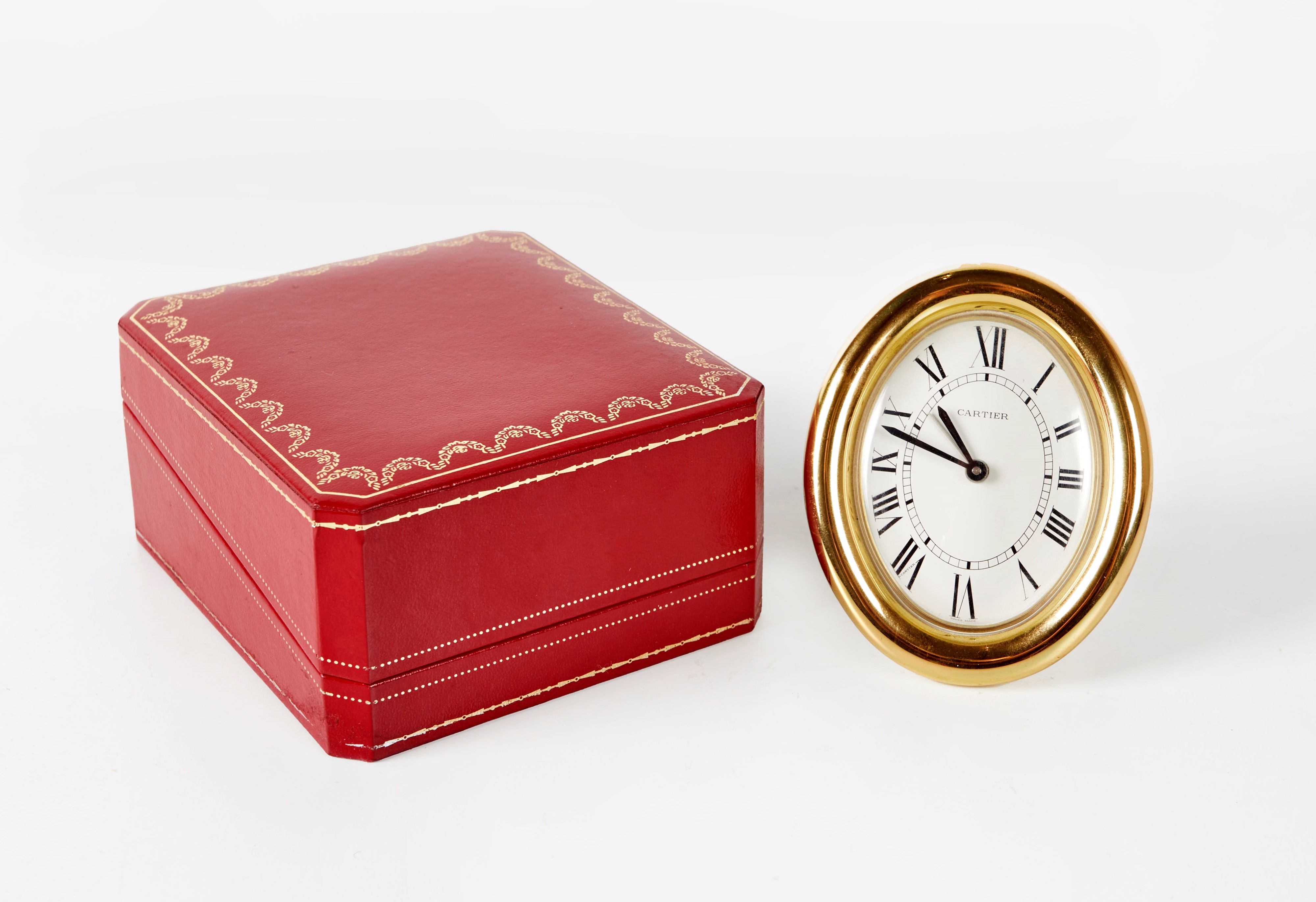 Cartier - Orologio sveglia da tavolo in metallo dorato