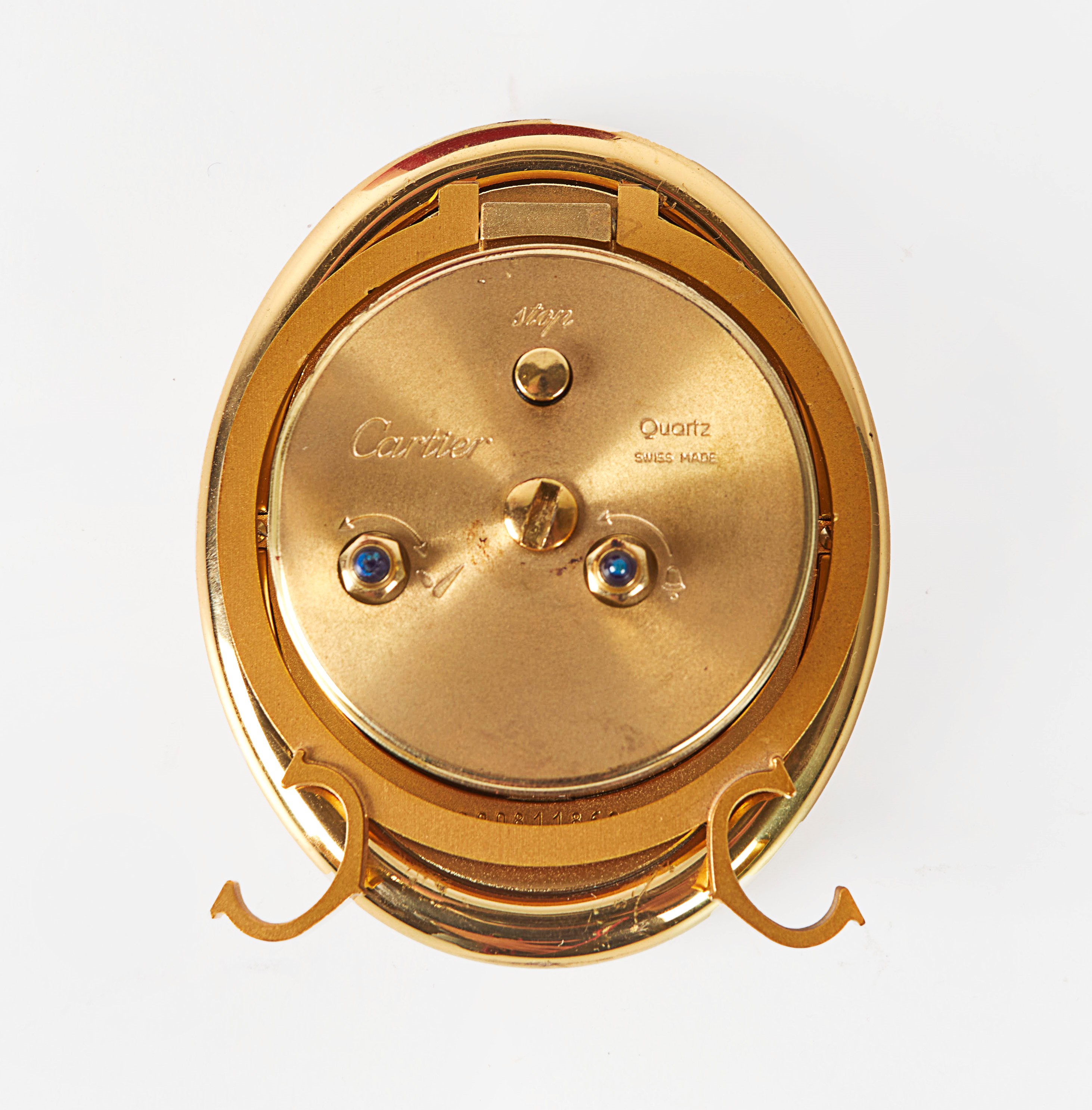 Cartier - Orologio sveglia da tavolo in metallo dorato