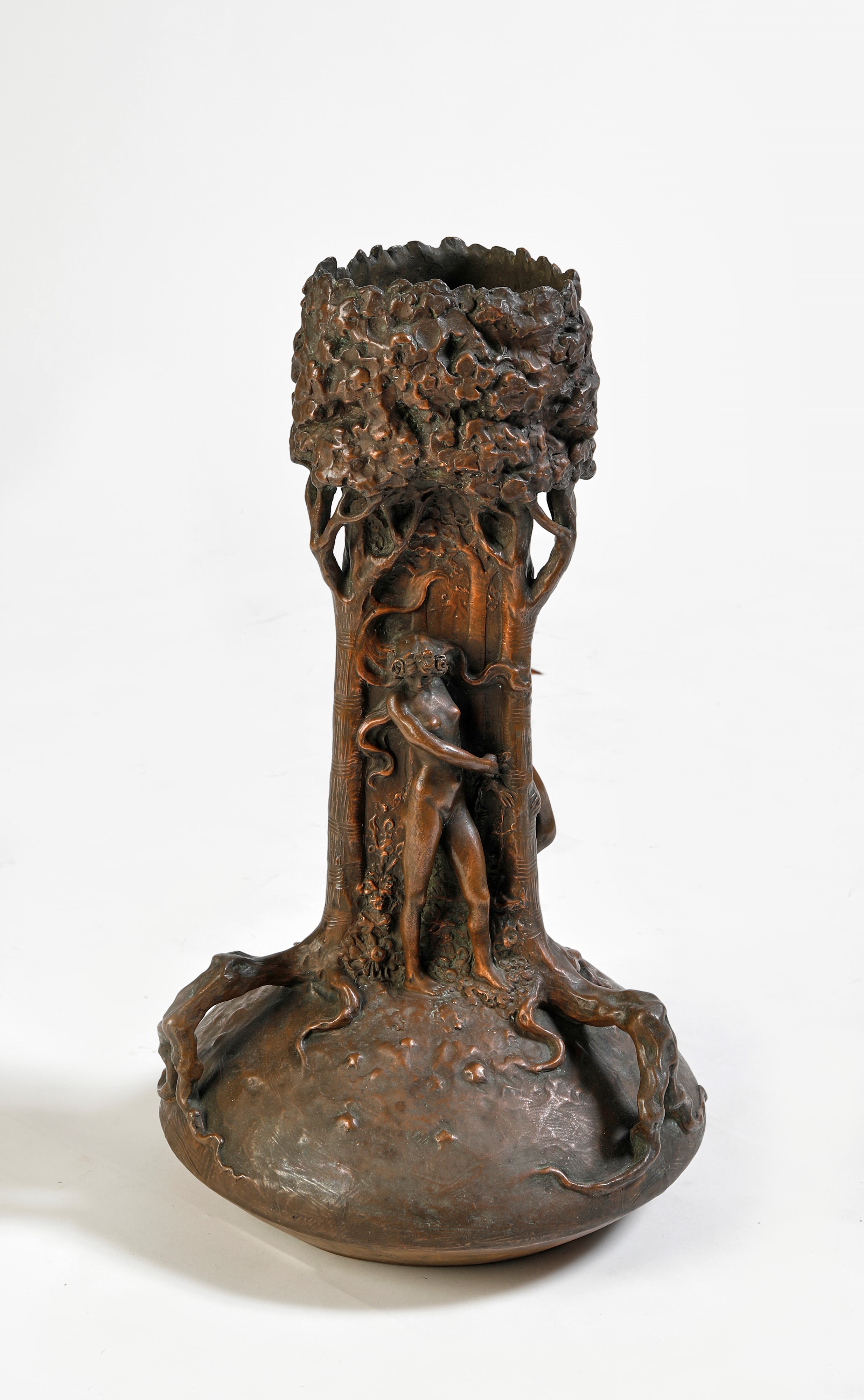 Grande vaso in terracotta galvanizzata in rame