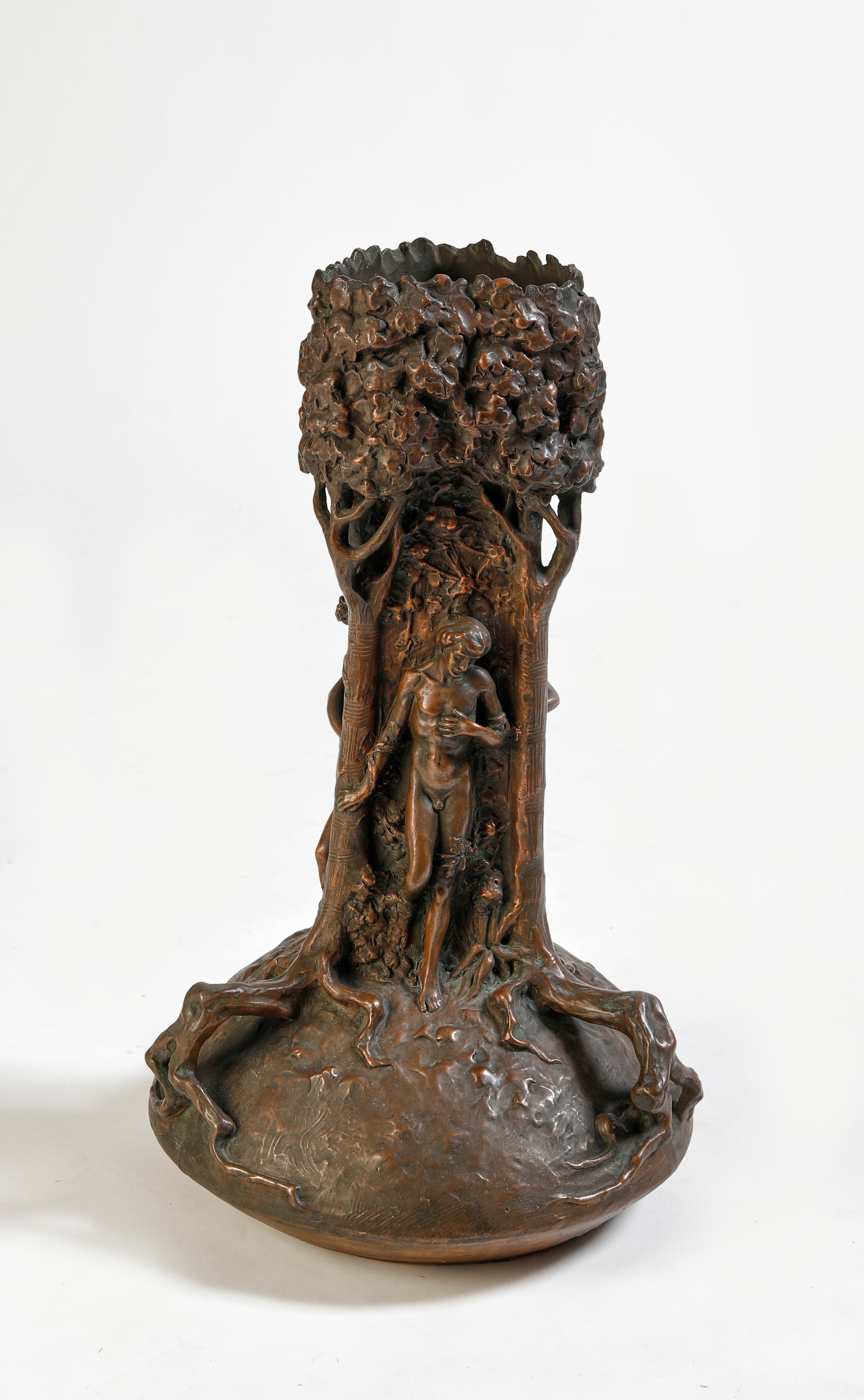 Grande vaso in terracotta galvanizzata in rame