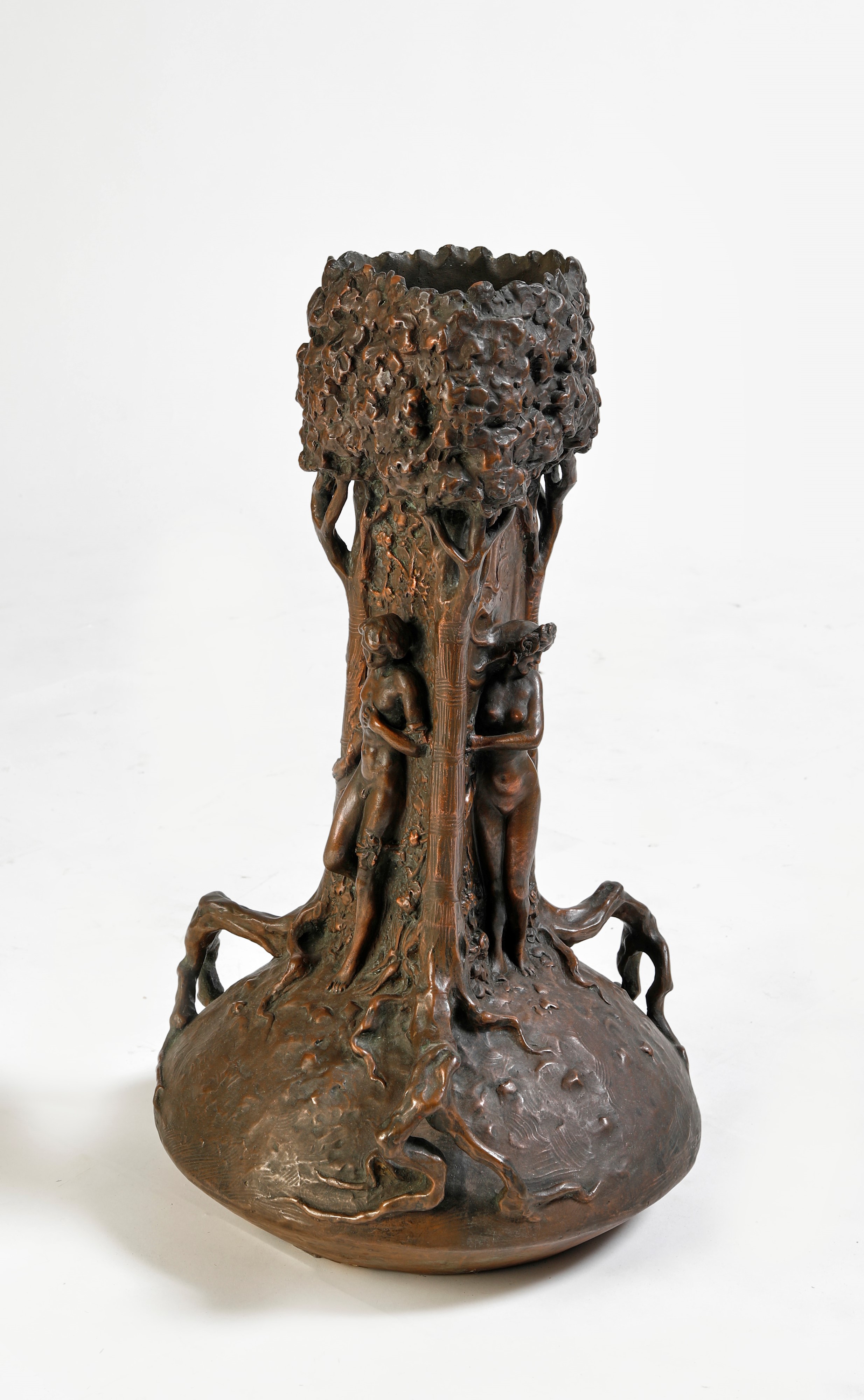 Grande vaso in terracotta galvanizzata in rame