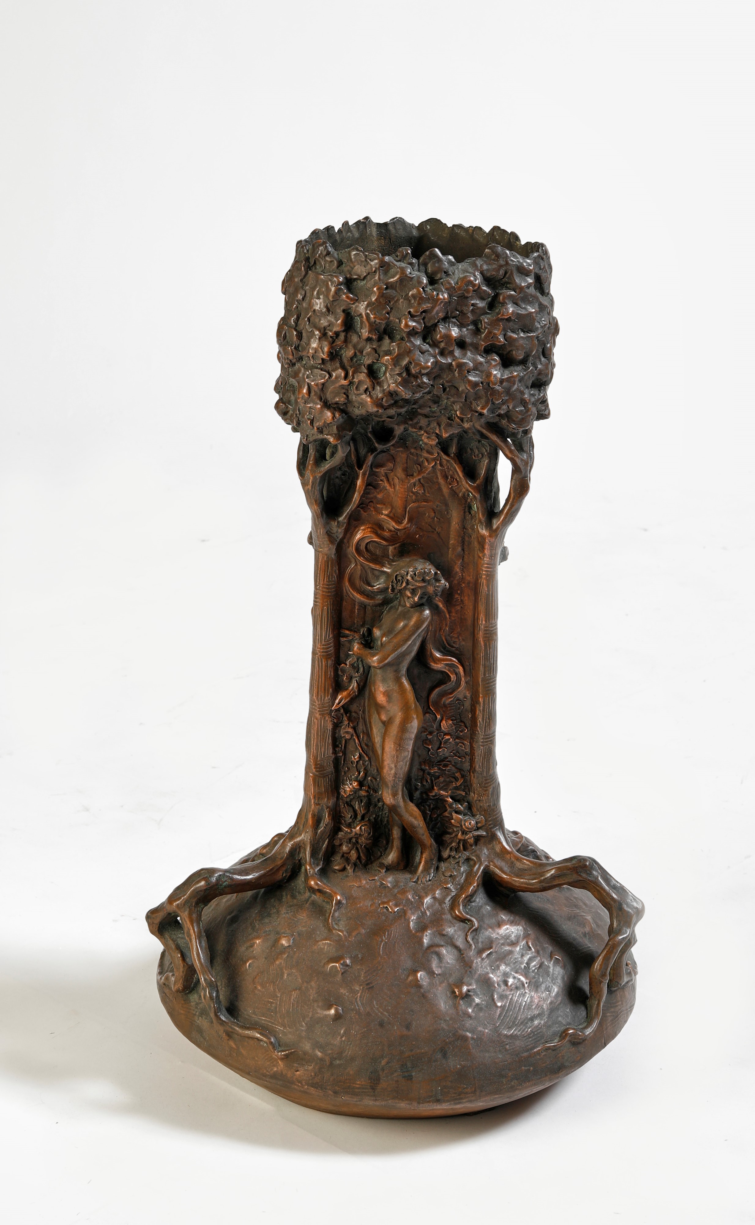 Grande vaso in terracotta galvanizzata in rame