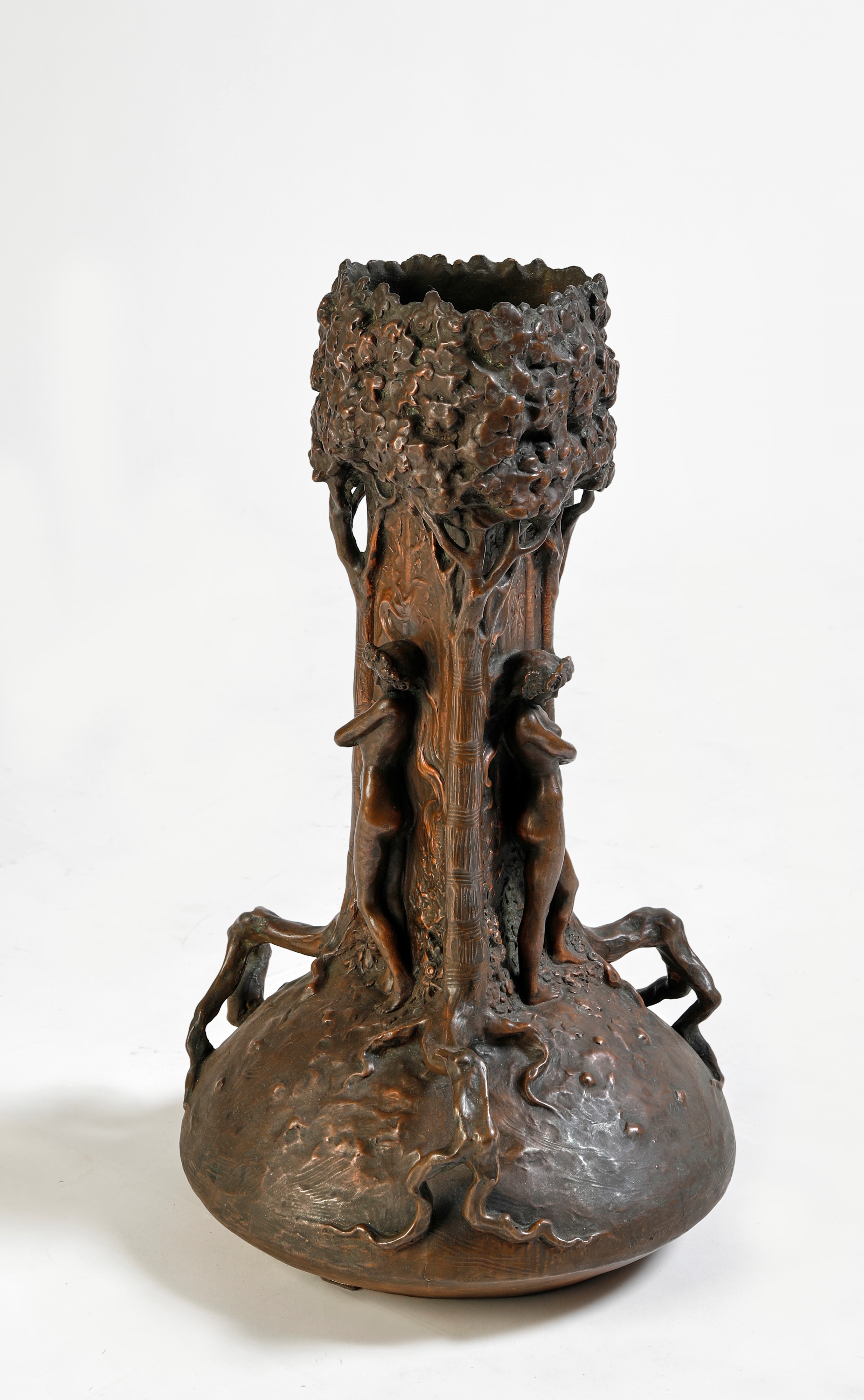 Grande vaso in terracotta galvanizzata in rame