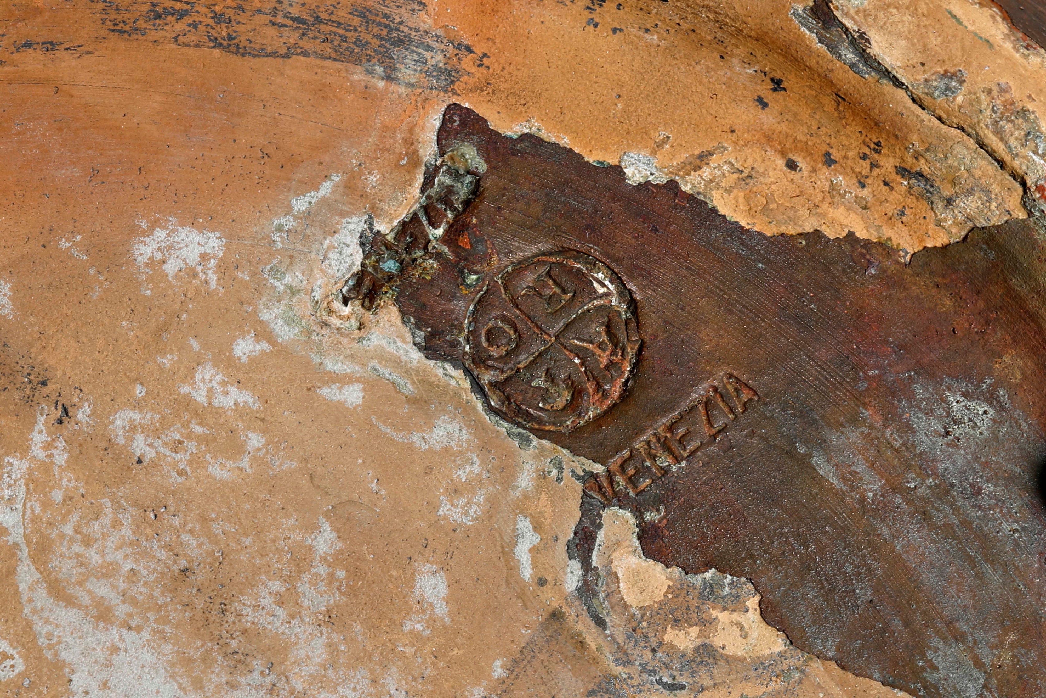 Grande vaso in terracotta galvanizzata in rame