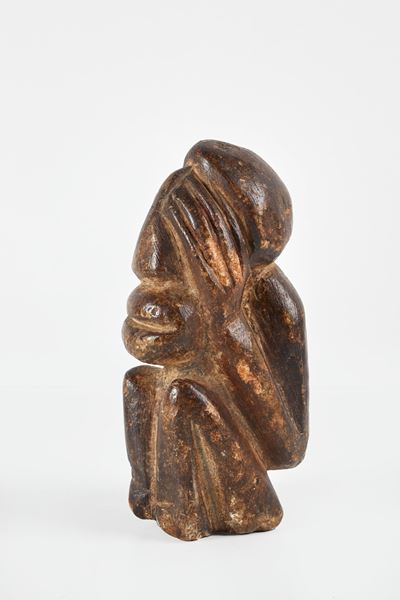Scultore Africano, Kissi Pomdo, scultura antropomorfa in pietra morbida verde