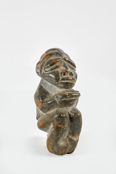 Scultore anonimo, Kissi Pomdo - Scultura antropomorfa in pietra morbida verde