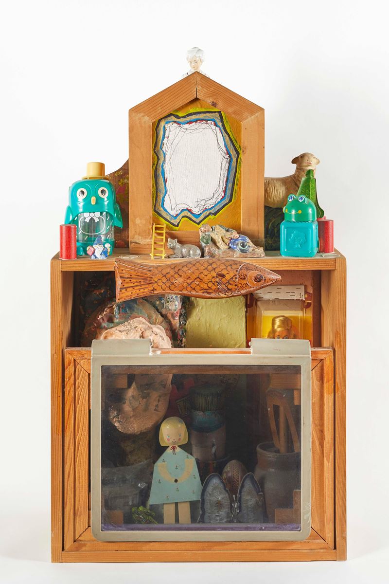 Gianpaolo Berto : "Teatrino"  (1982)  - Scultura in legno e materiali vari - Asta Grafiche e Multipli d'Autore - Fidelis Auctions
