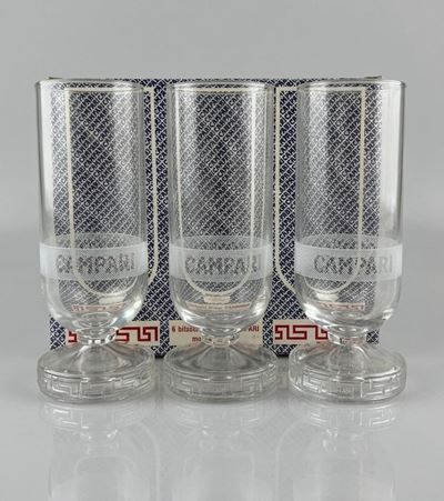 Lotto di 6 bicchieri 'Greca', produzione Alessi, 1986