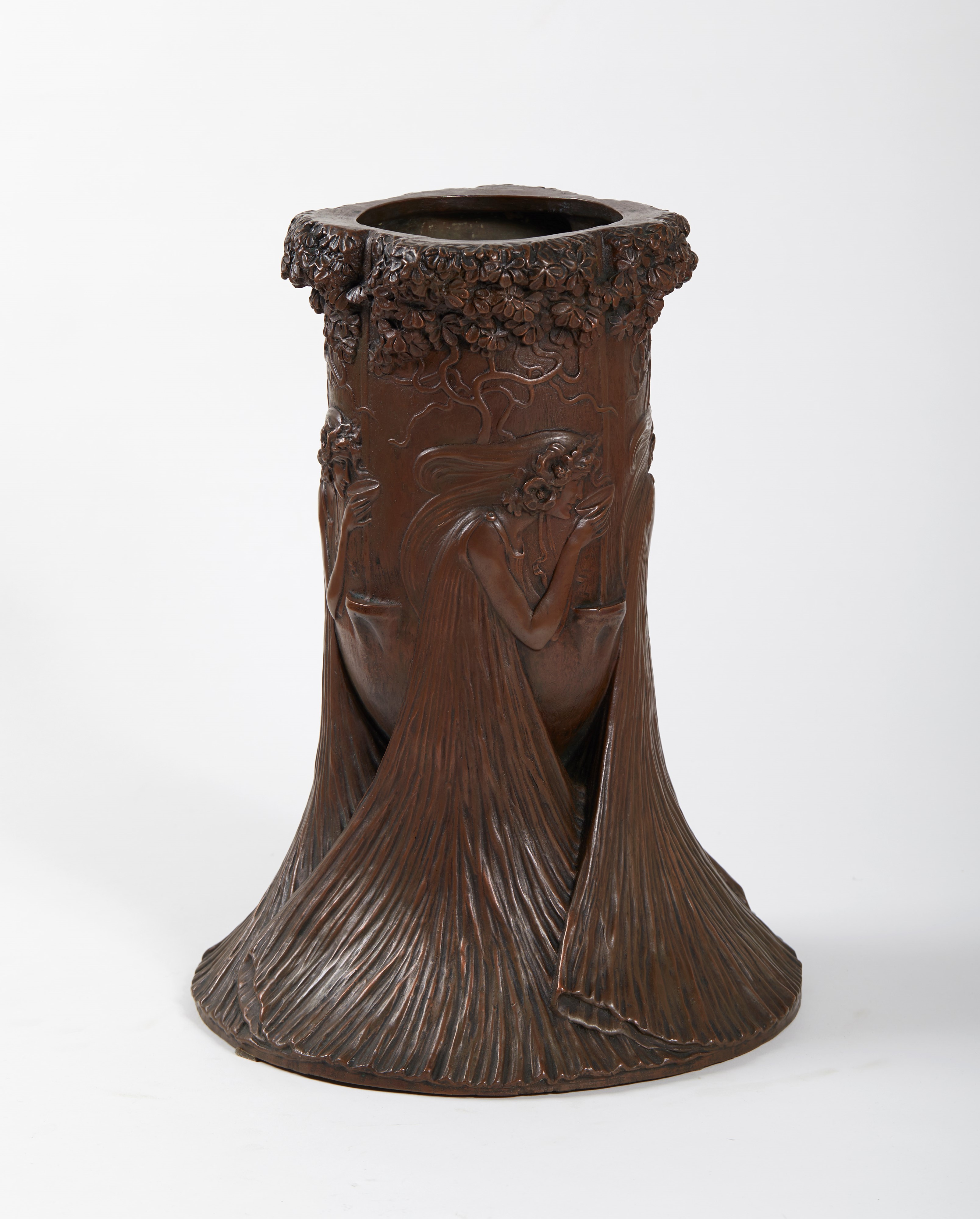 Grande vaso in terracotta galvanizzata in rame