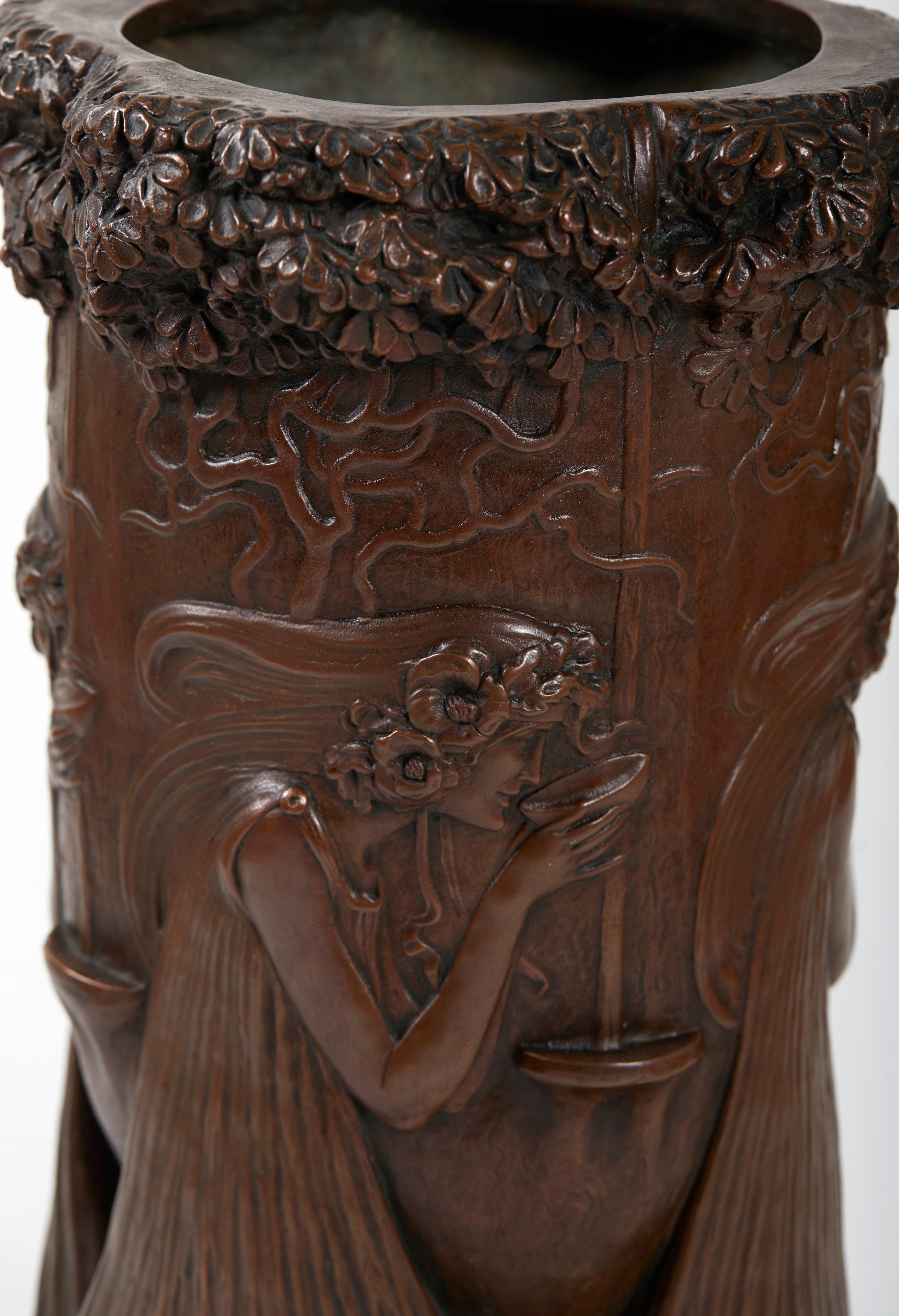 Grande vaso in terracotta galvanizzata in rame