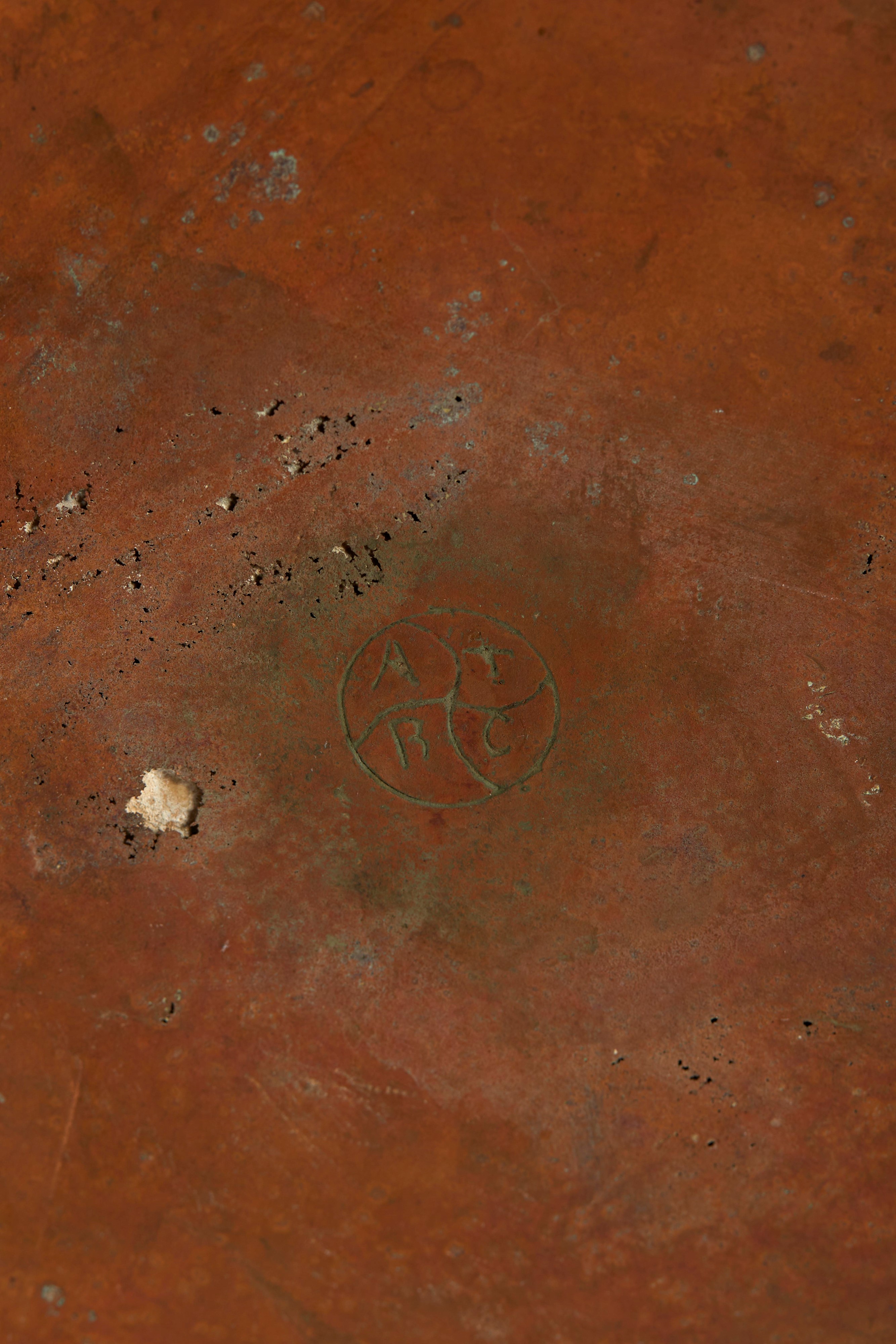 Grande vaso in terracotta galvanizzata in rame