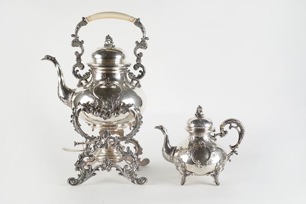 Leopoldo  Janesich - Coppia di samovar e teiera in argento 800