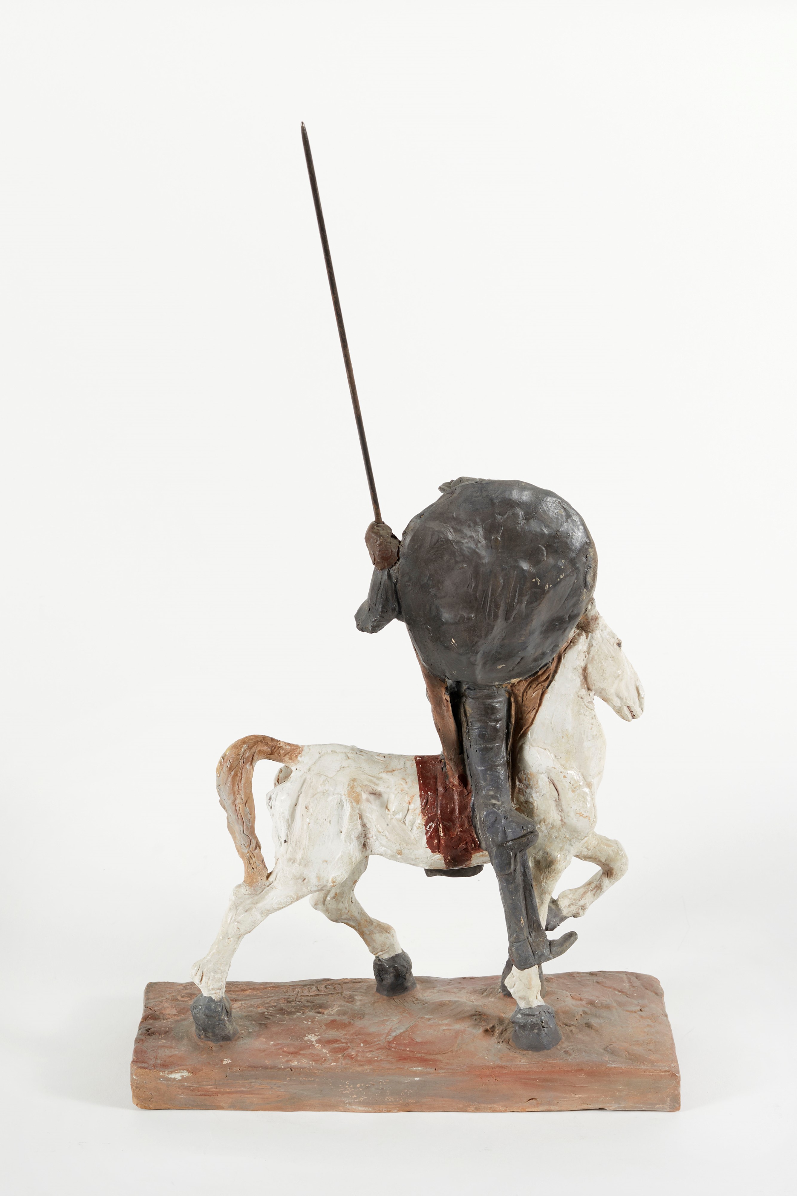 Cleto Tomba - Don Chisciotte, scultura in terracotta policroma