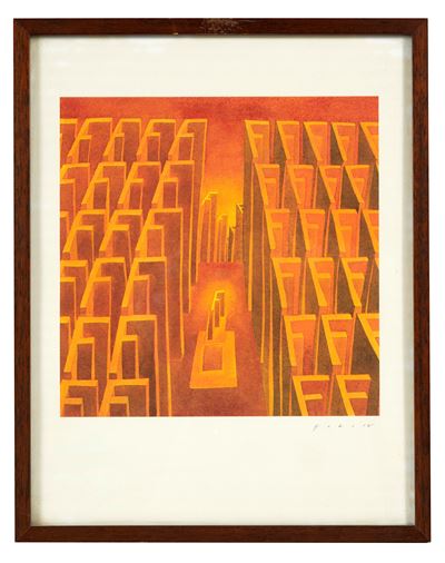 Lettera F (litografia a colori)