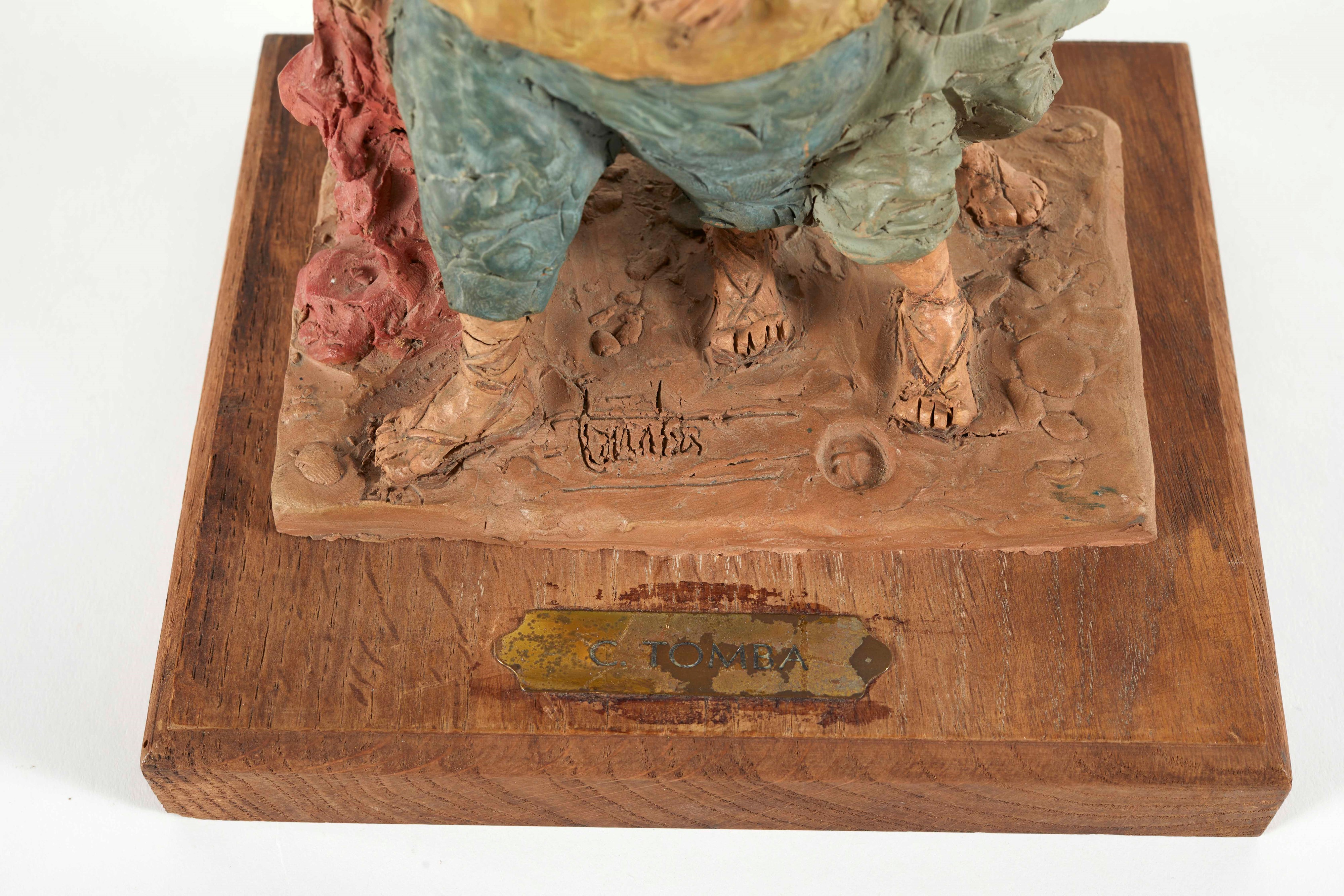 Cleto Tomba - A passeggio, scultura in terracotta policroma
