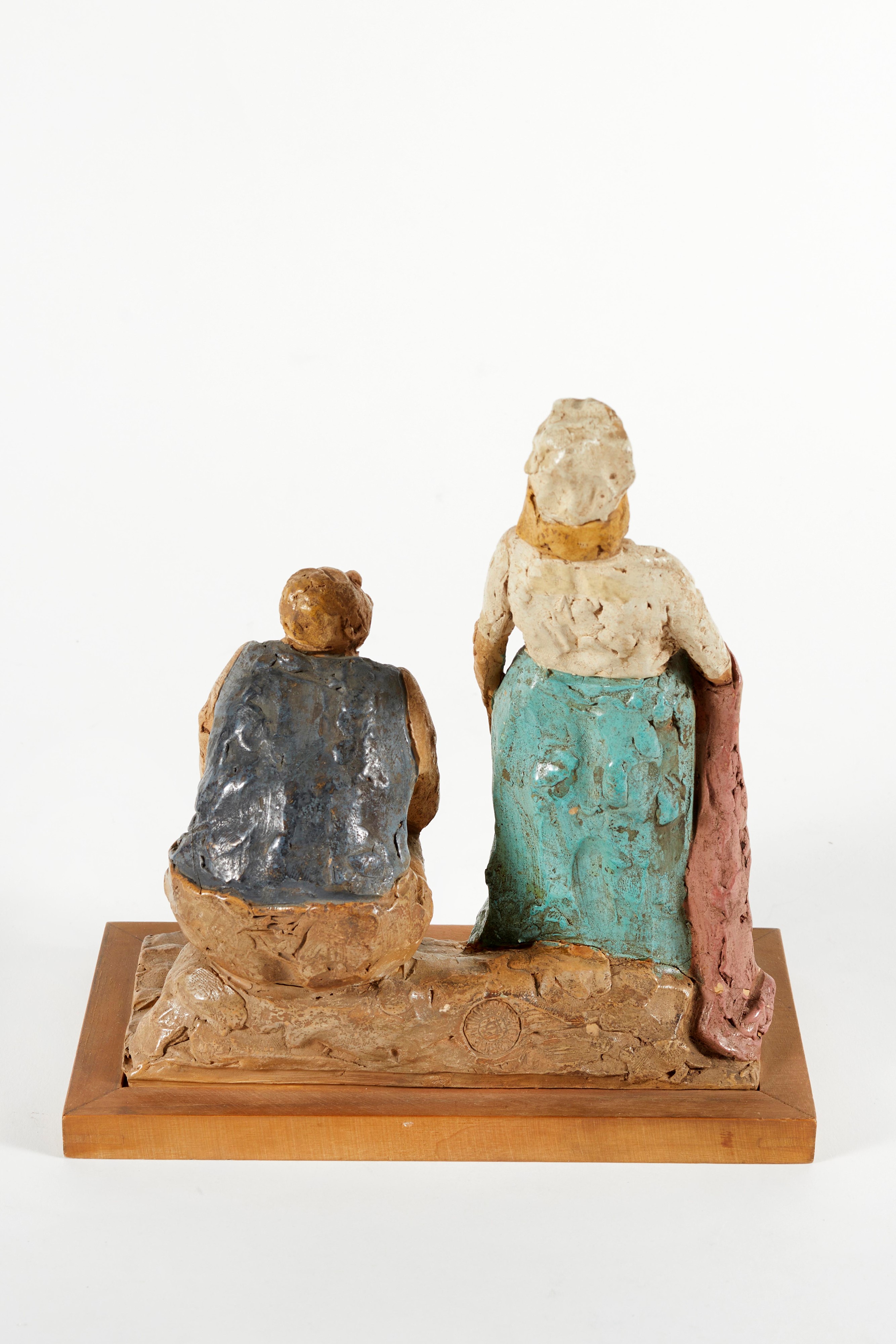 Cleto Tomba - I turisti, scultura in terracotta policroma
