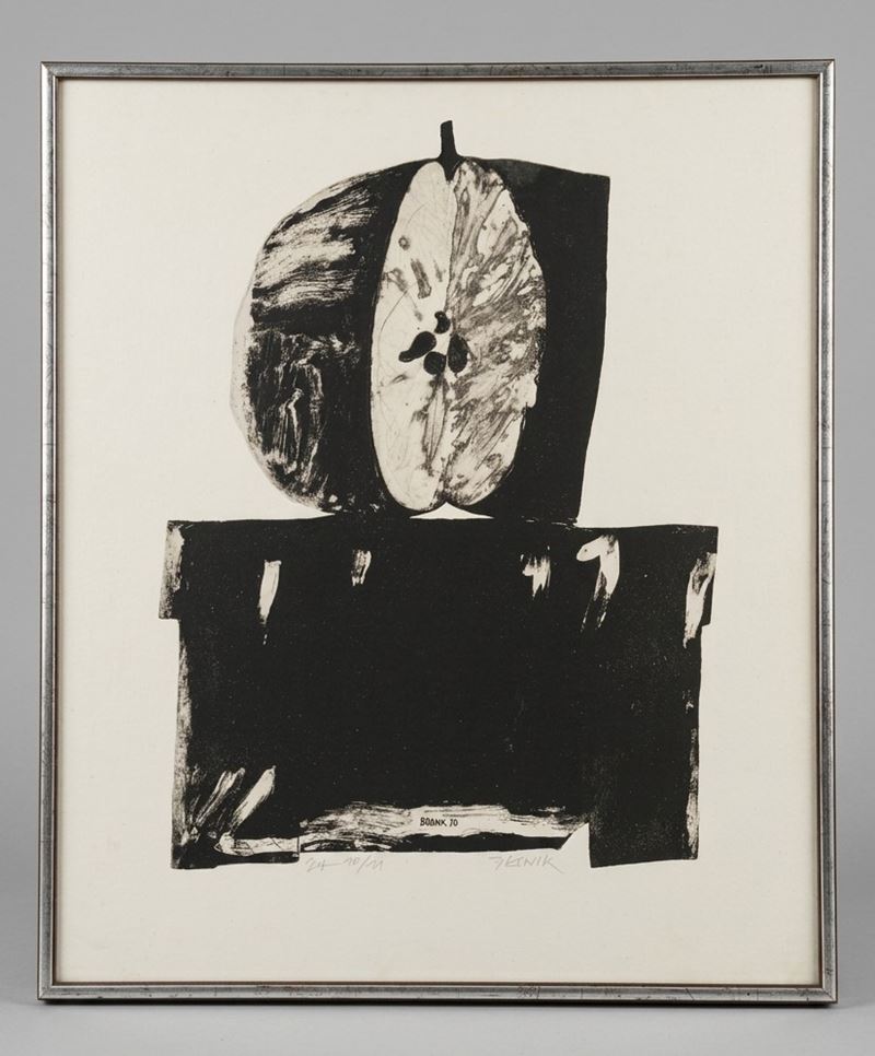 Janez Bernik : "Jabolko"  (1970)  - Litografia a colori su carta - Asta Grafiche e Multipli d'Autore - Fidelis Auctions