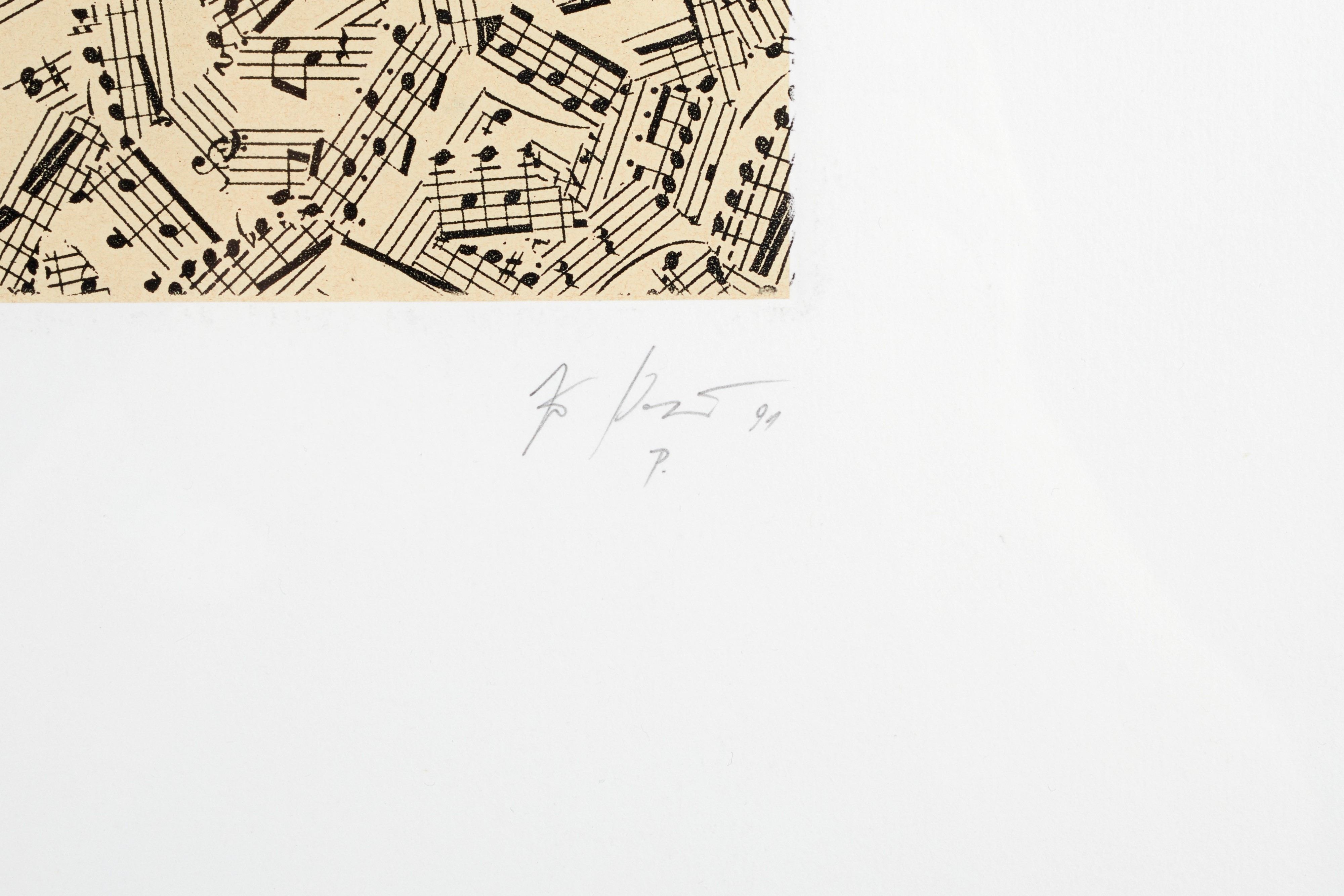 Jiří Kolář - Senza titolo, 1991. Litografia a colori su carta