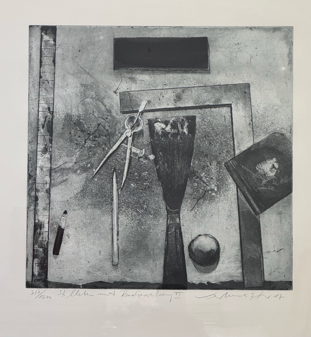 Wolfgang Werkmeister - Stilleben mit Radierwerkzeug VI (litografia a colori)