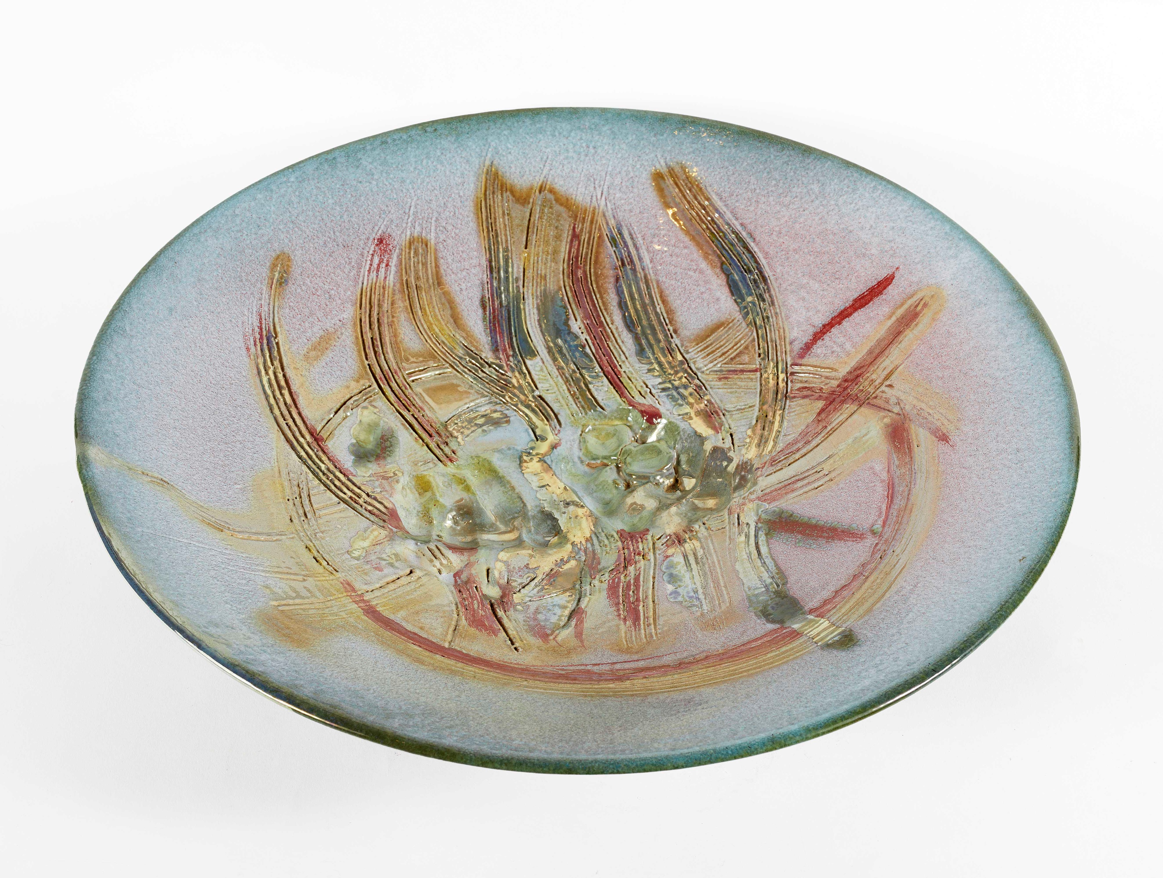 Carlo Zauli - Piatto in ceramica policroma a lustro