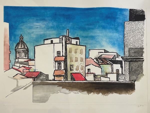 Renato Guttuso - "Paesaggio urbano"