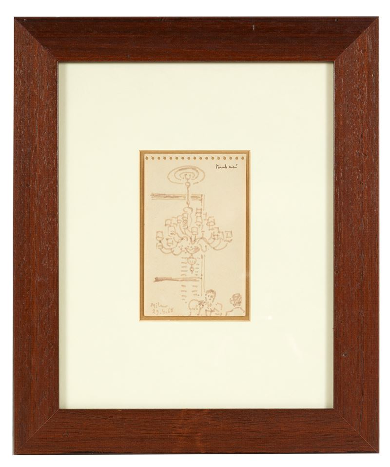 Orfeo Tamburi : "Interno"  (1968)  - Pennarello su carta - Asta Grafiche e Multipli d'Autore - Fidelis Auctions