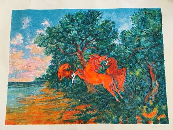 Aligi Sassu -  "Tre cavalli"