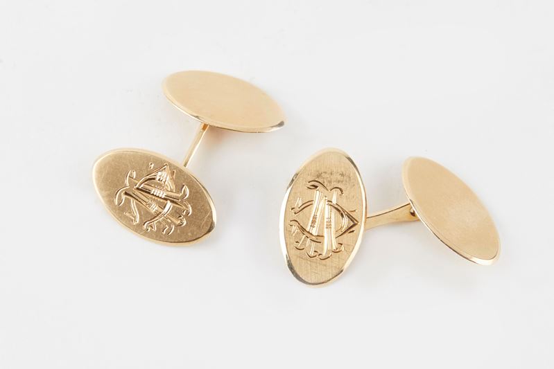 Gemelli da polsino in oro giallo  - Asta  Argenti, Fashion Vintage e Preziosi - Fidelis Auctions