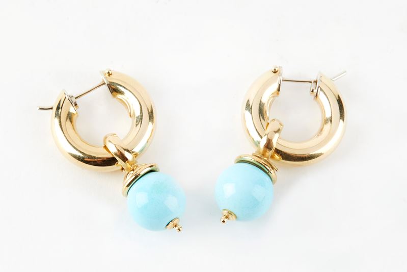 Orecchini pendenti in oro giallo   - Asta  Argenti, Fashion Vintage e Preziosi - Fidelis Auctions