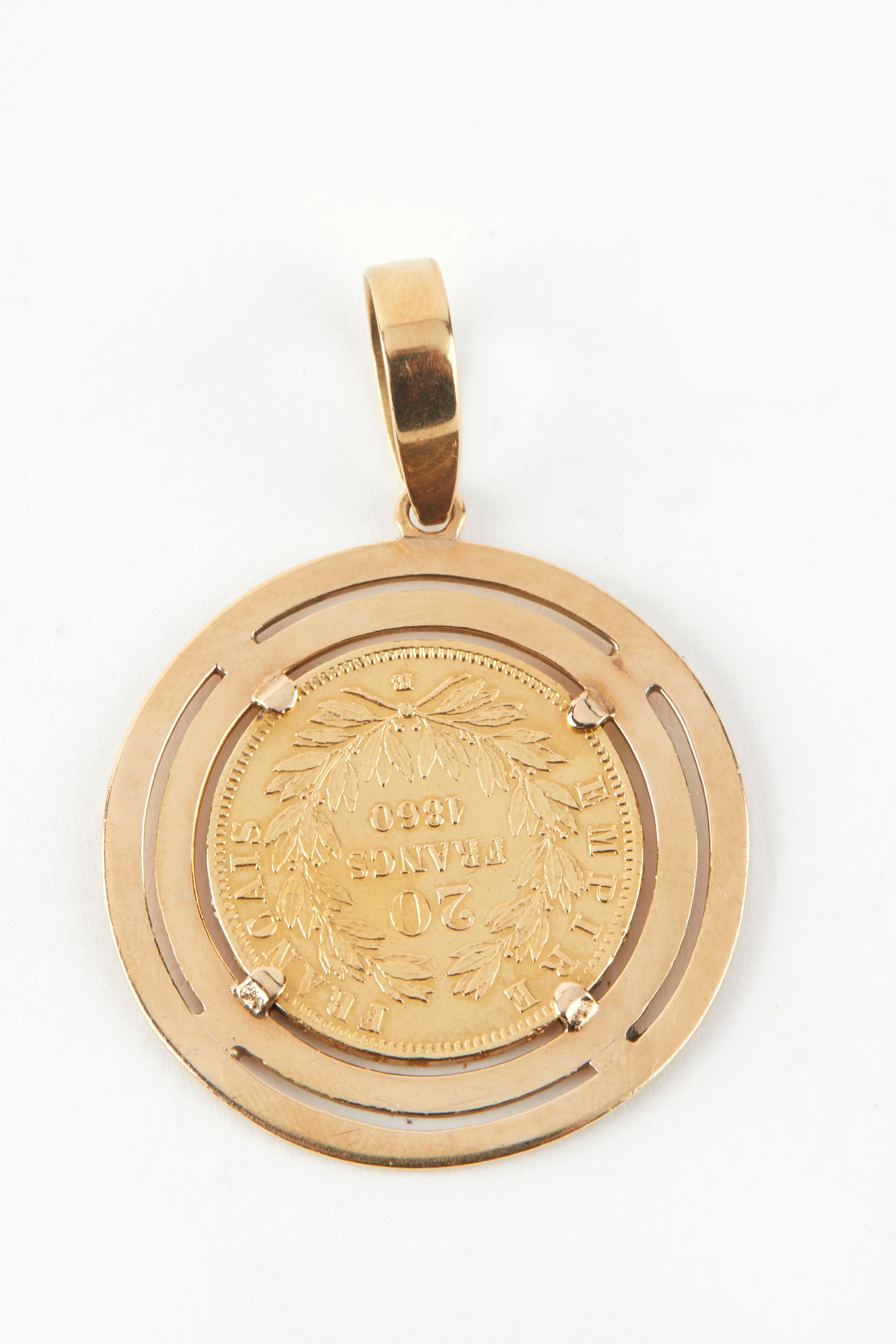 Pendente in oro giallo 18K con moneta Marengo da 20 Franchi, “Marengo”