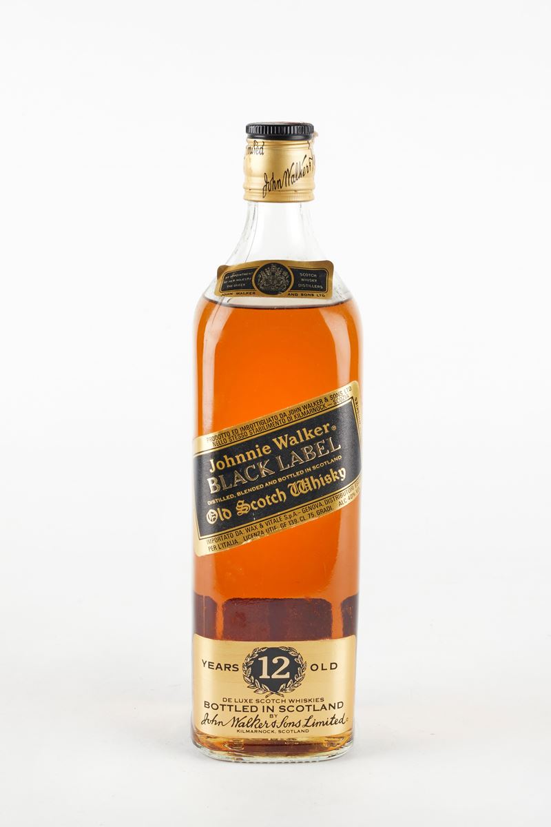 Johnnie Walker : Johnnie Walker Black Label, 12 anni.  (Anni 80)  - 40% vol - Asta Vini e Distillati - Fidelis Auctions