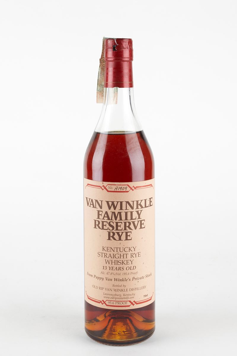 Pappy Van Winkle's Family Reserve,Old Rip Van Winkle : Van Winkle Family Reserve Rye 13 Years Old From Pappy Van Winkle's Private Stock 95.6 Proof  - 47.8% vol - Asta Macallan e Whisky Rari | Da Importanti Collezioni Europee - Fidelis Auctions