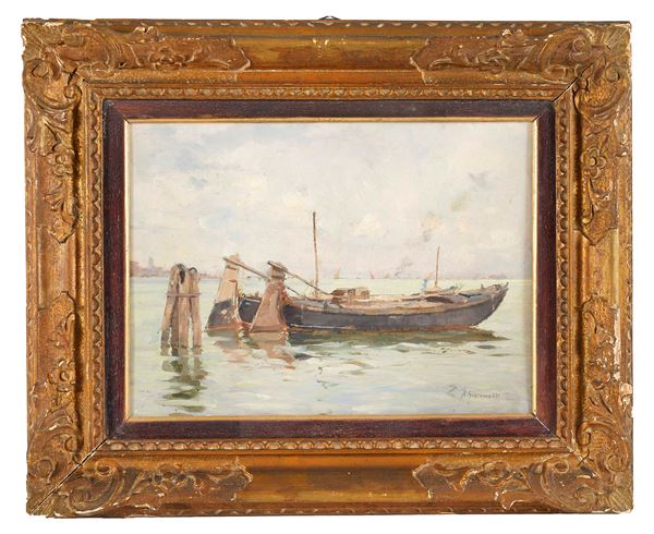 Alberto Giacomazzi - “Barche da carico in laguna”