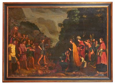 "scena Biblica: Abramo e Melchisedek"