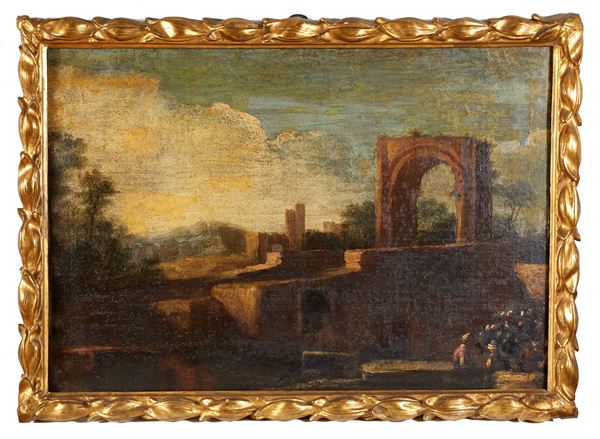 “Coppia di paesaggi con rovine”